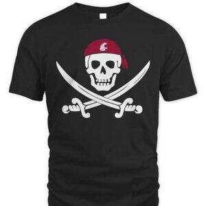 WSU Pirate Jake Dickert Graphic T-Shirt Golf Skull Funny Sports Tee 93